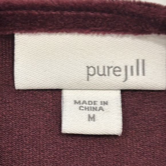 J. Jill Pure Jill Burgundy Velour Long Sleeve Shift Dress with Pockets - Picture 6 of 10